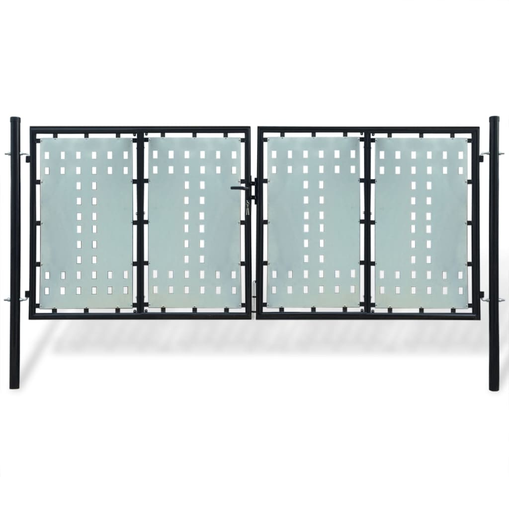Black Double Door Fence Gate 300 x 175 cm - Direct Imports