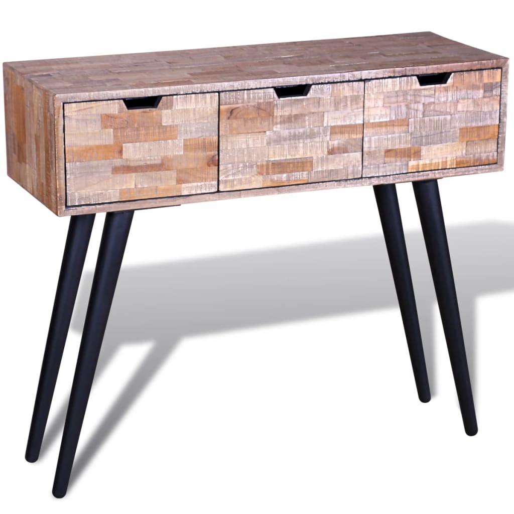 Console Table with 3 Drawers Reclaimed Teak Wood - Direct Imports