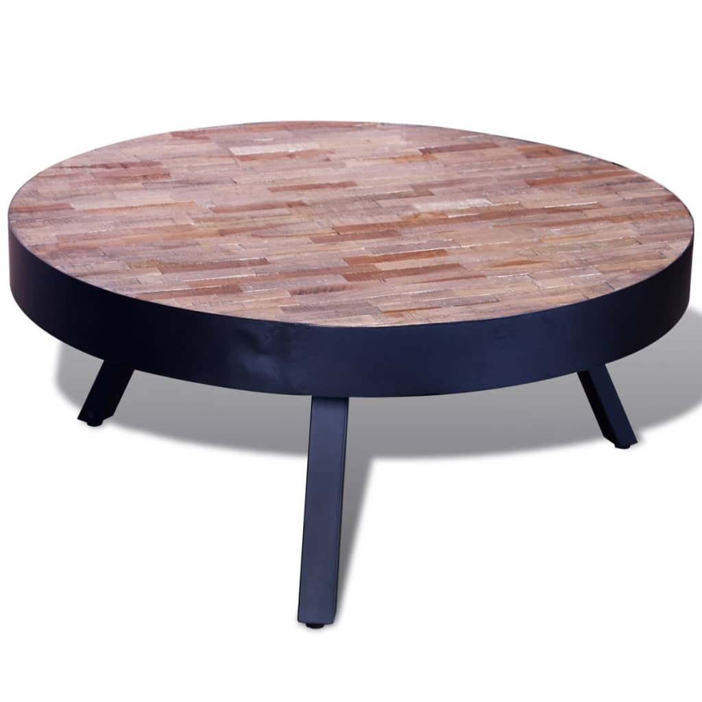 Coffee Table Round Reclaimed Teak Wood - All Things Good
