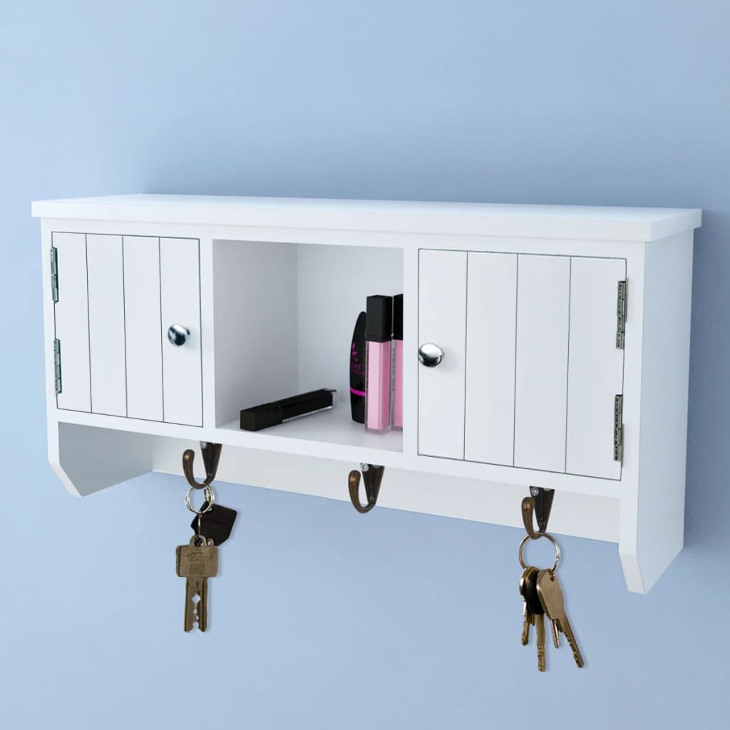 Wall Cabinet for Keys and Jewelery with Doors and Hooks - R and M Furniture