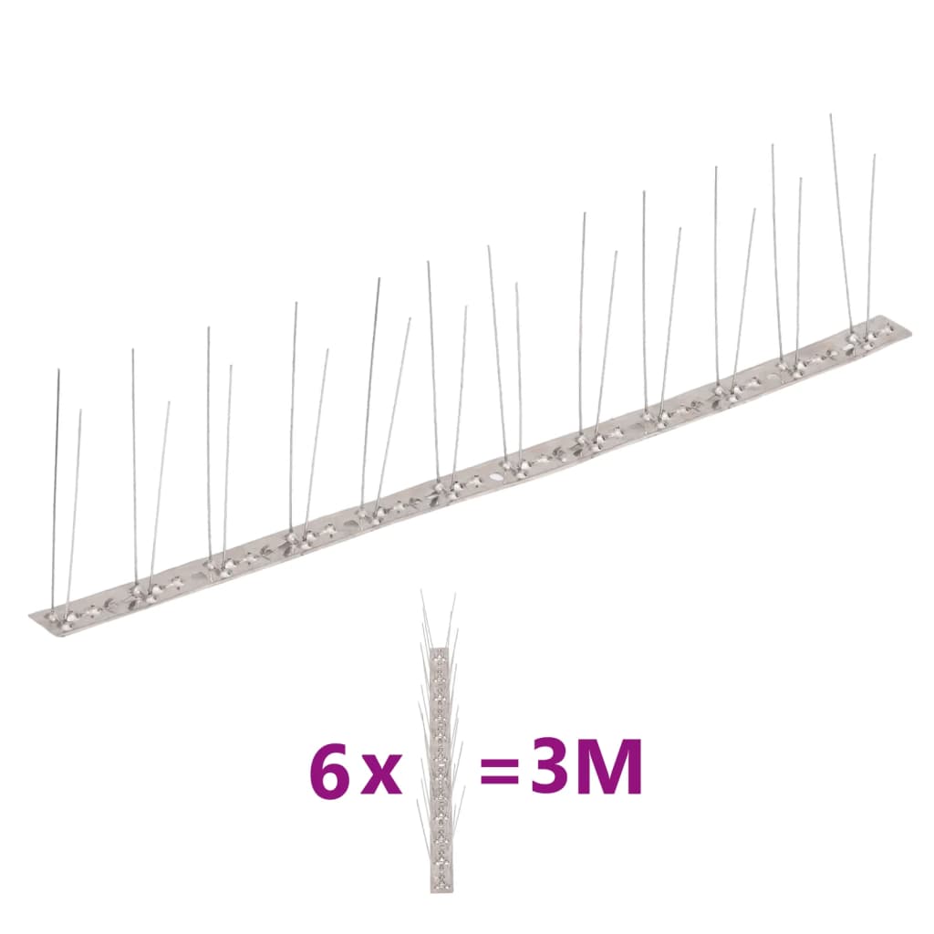 2-row Stainless Steel Bird & Pigeon Spikes Set of 6 3 m - Design Hut