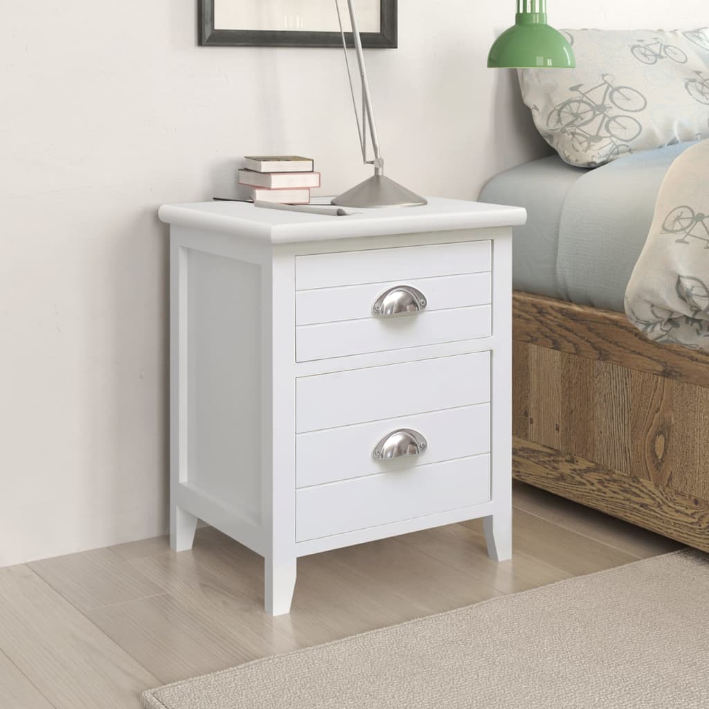 Bedside Table - Muriel 2 Piece Nightstand White 38cm - Brittle & Co