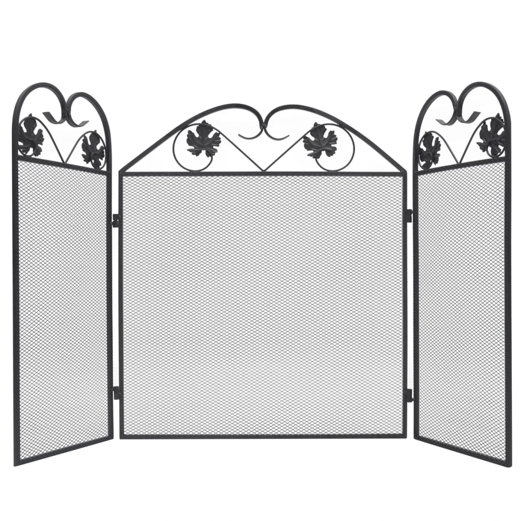 3-panel Fireplace Screen Iron Black - Direct Imports