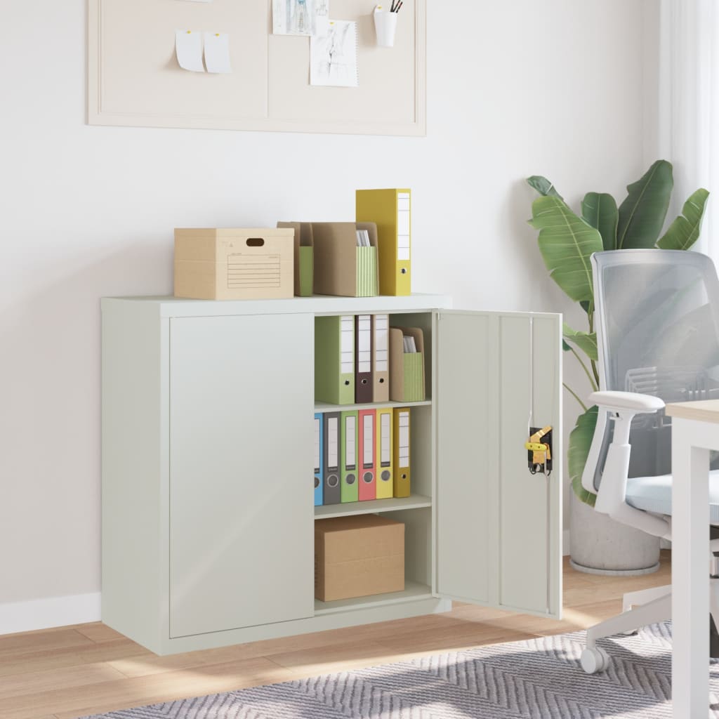 Office Cabinet with 2 Doors Grey 90 cm Steel - Merkel Designers