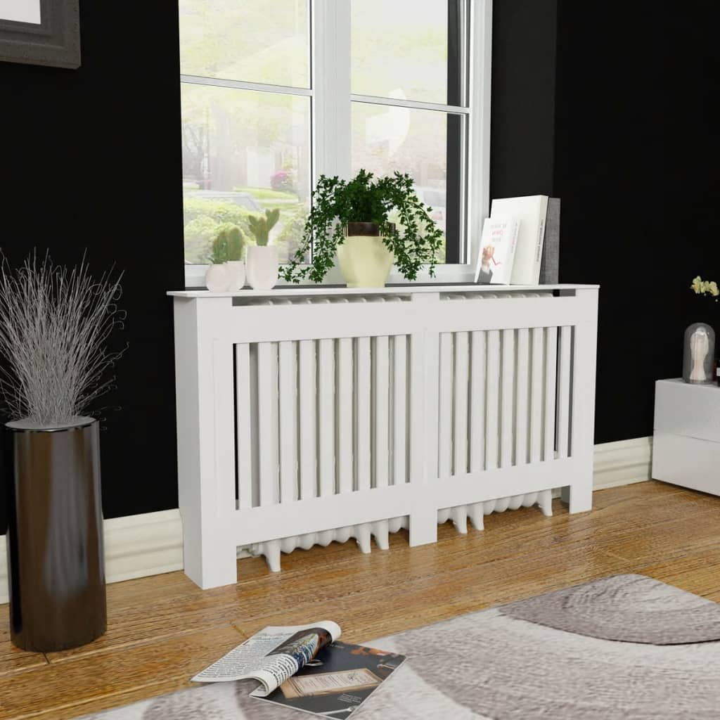 White MDF Radiator Cover Heating Cabinet 152 cm - Brittle & Co