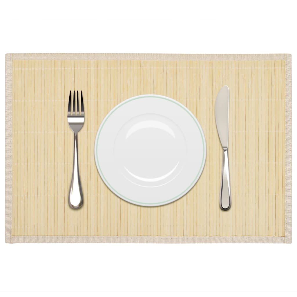 6 Bamboo Placemats 30 x 45 cm Natural - Unbeatable Bargains