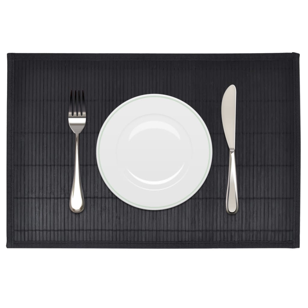 6 Bamboo Placemats 30 x 45 cm Black - R and M Furniture