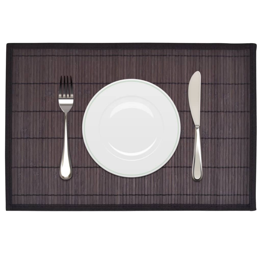 6 Bamboo Placemats 30 x 45 cm Dark Brown - Decor Base