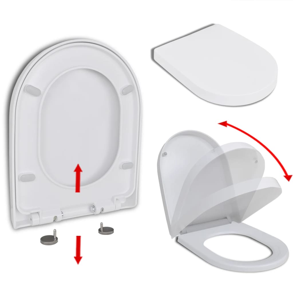 Soft-close Toilet Seat with Quick-release Design White Square - Merlin Deals