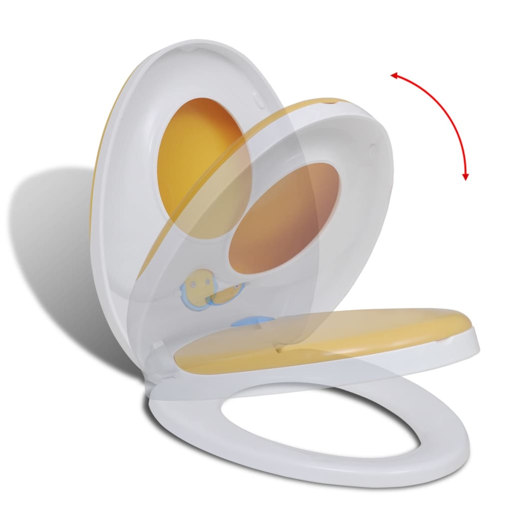 White & Yellow Soft-close Toilet Seat Adults/Children - Decor Base