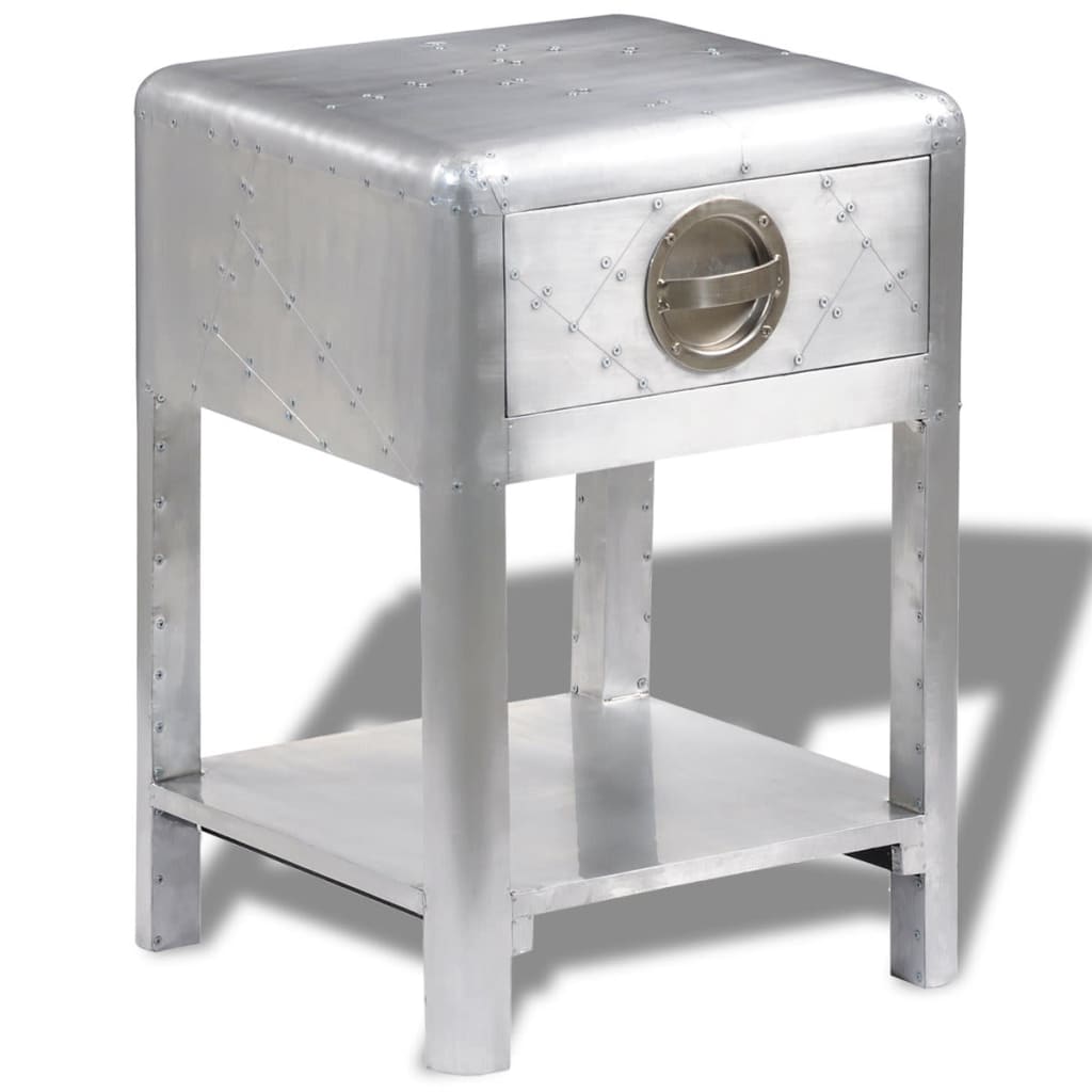 Aviator End Table with 1 Drawer Vintage Aircraft Airman Style - Discount Dealers