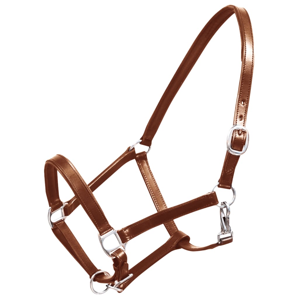 Real Leather Headcollar Stable Halter Adjustable Brown Full - Unbeatable Bargains