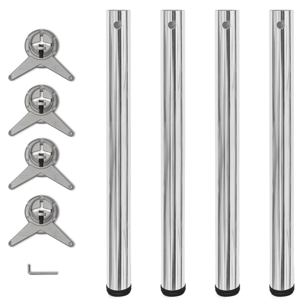 4 Height Adjustable Table Legs Chrome 710 mm - Tyrell & Tyrell