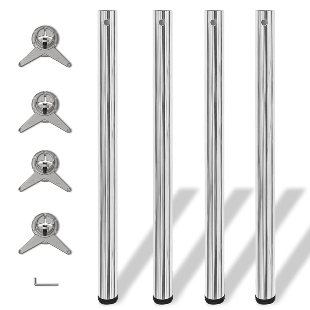 4 Height Adjustable Table Legs Chrome 870 mm - Millennium Furniture