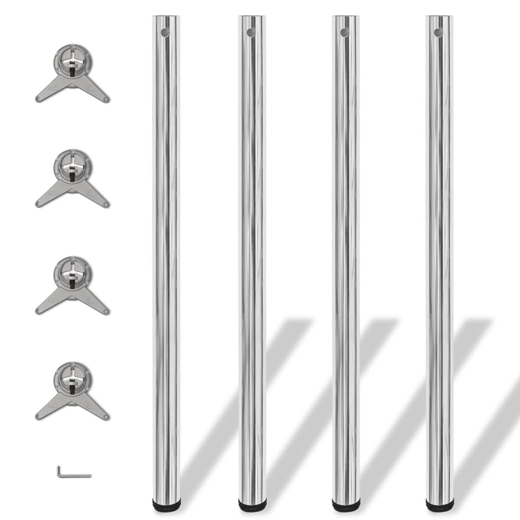 4 Height Adjustable Table Legs Chrome 1100 mm - All Things Good