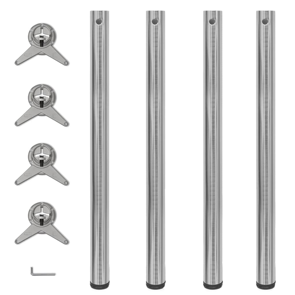 4 Height Adjustable Table Legs Brushed Nickel 870 mm - Millennium Furniture