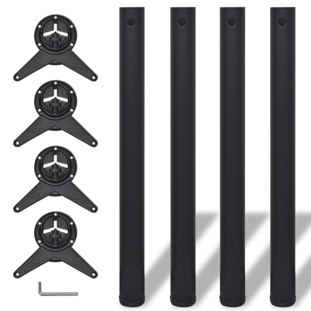 4 Height Adjustable Table Legs Black 710 mm - Unbeatable Bargains