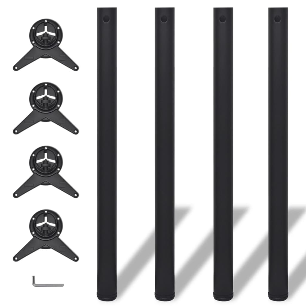 4 Height Adjustable Table Legs Black 870 mm - All Things Good