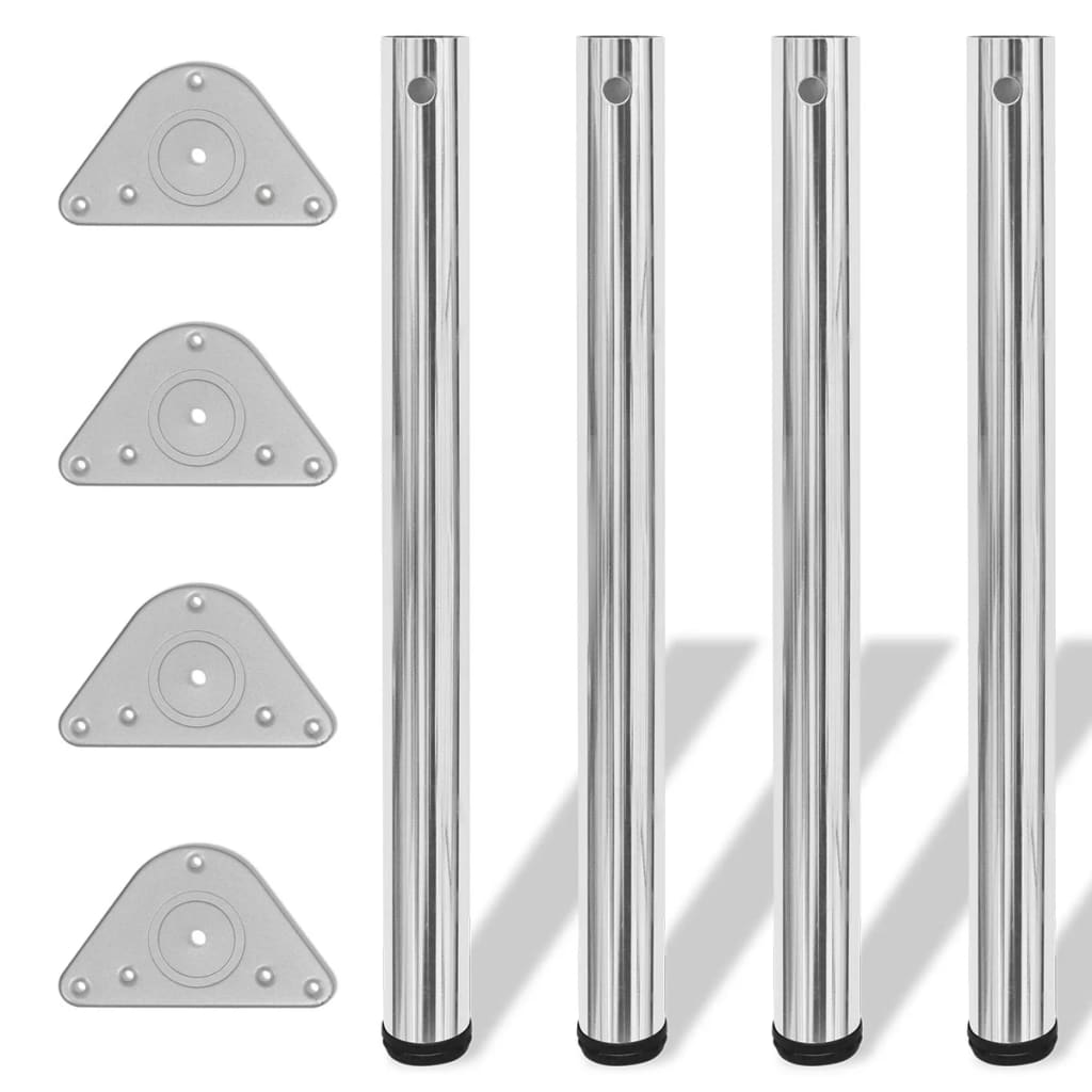4 Height Adjustable Table Legs Chrome 710 mm - Direct Imports