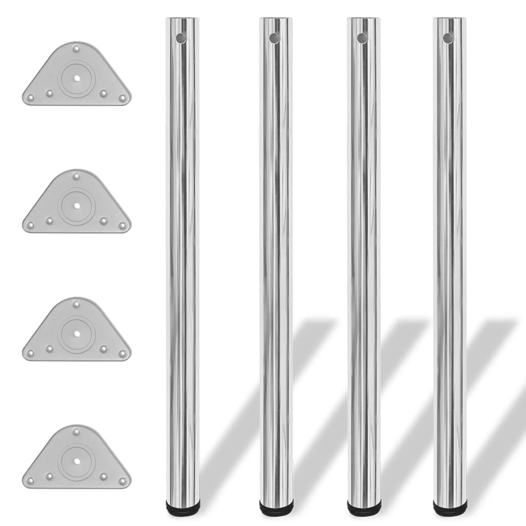 4 Height Adjustable Table Legs Chrome 870 mm - Discount Dealers