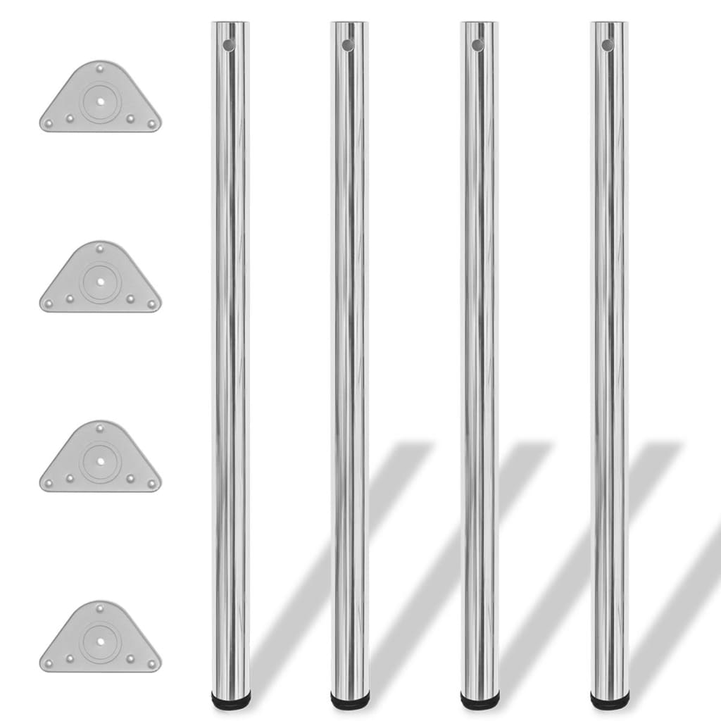 4 Height Adjustable Table Legs Chrome 1100 mm - Decor Base