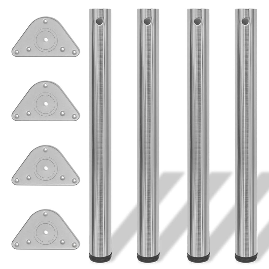 4 Height Adjustable Table Legs Brushed Nickel 710 mm - Merkel Designers