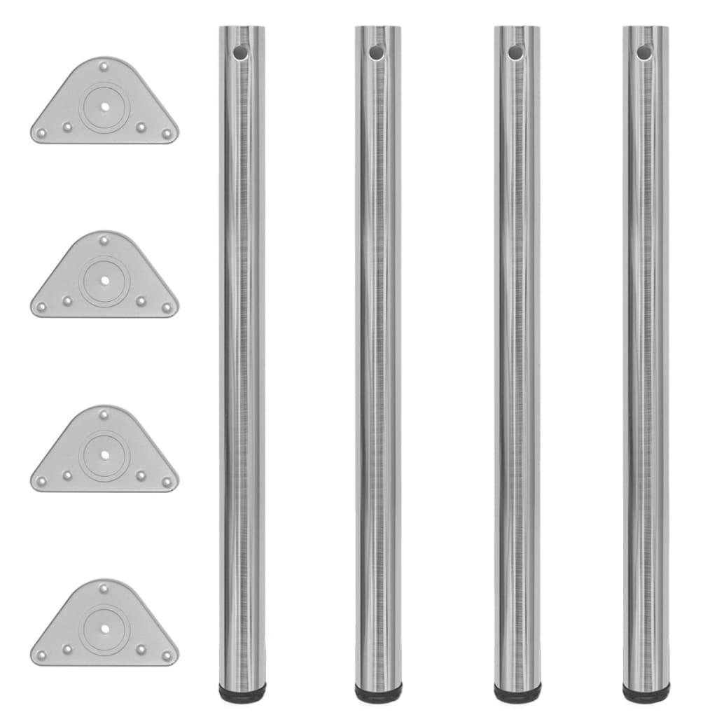 4 Height Adjustable Table Legs Brushed Nickel 870 mm - Brittle & Co