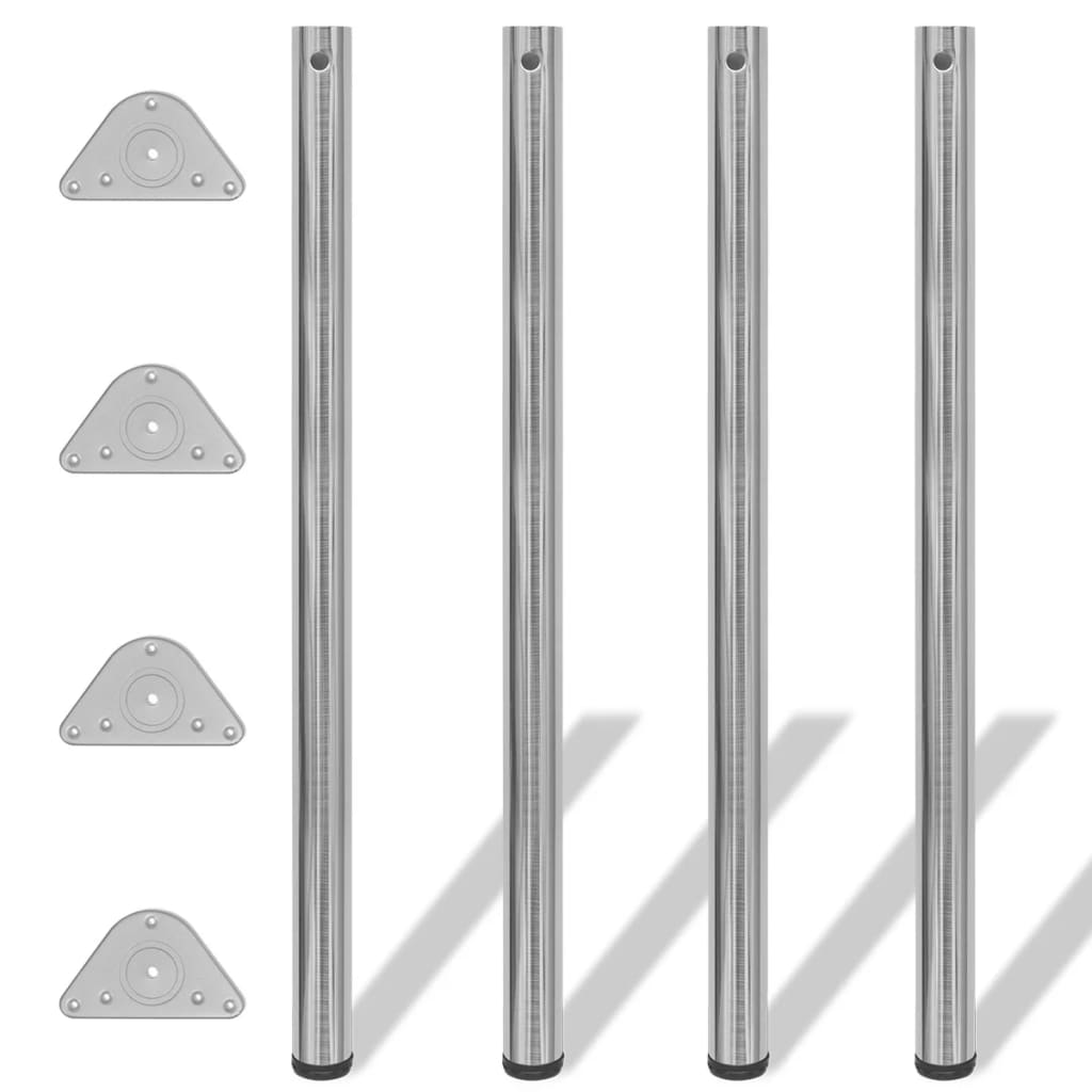 4 Height Adjustable Table Legs Brushed Nickel 1100 mm - Unbeatable Bargains