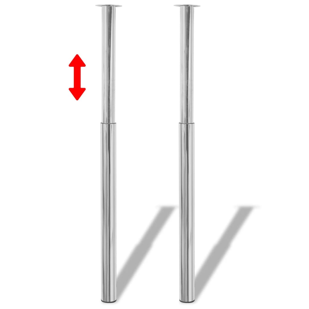 2 Telescopic Table Legs Chrome 710 mm-1100 mm - Sid & Sam
