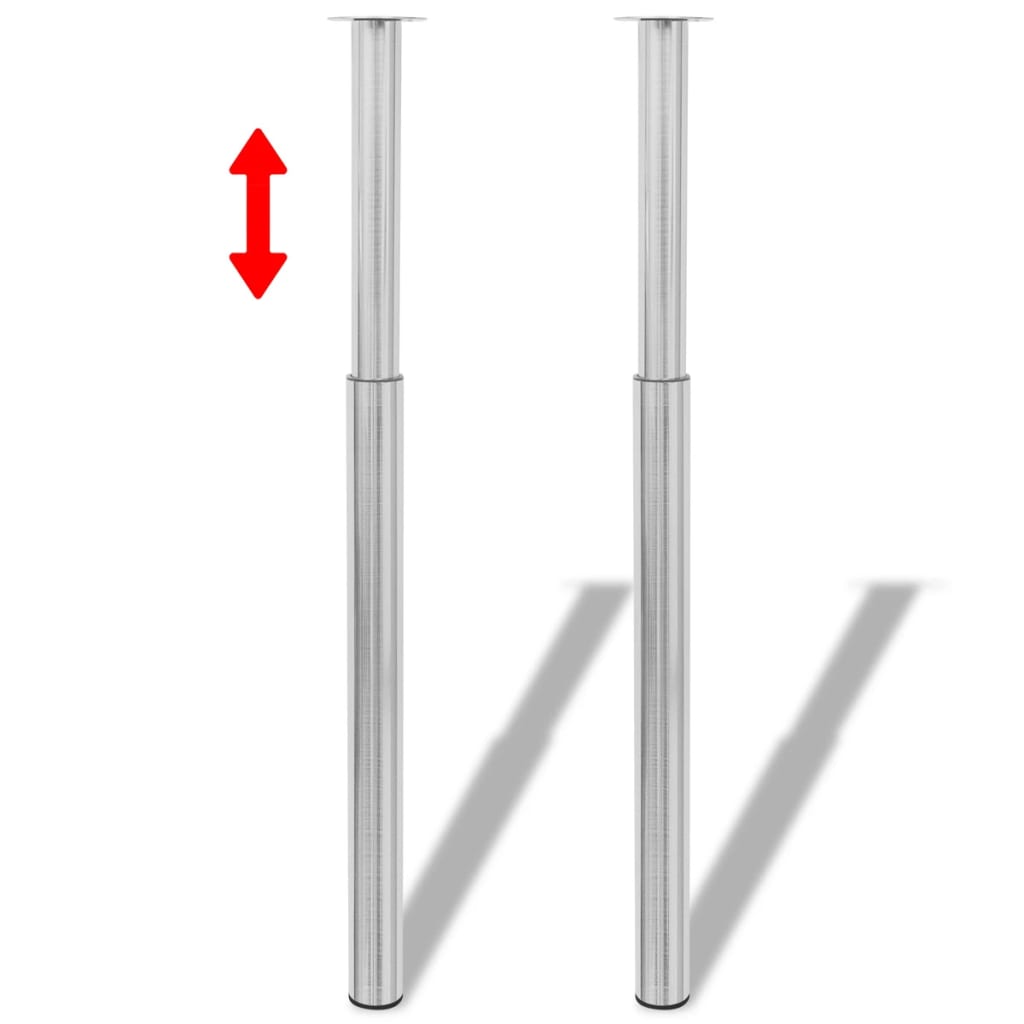 2 Telescopic Table Legs Brushed Nickel 710 mm-1100 mm - The Home Maker