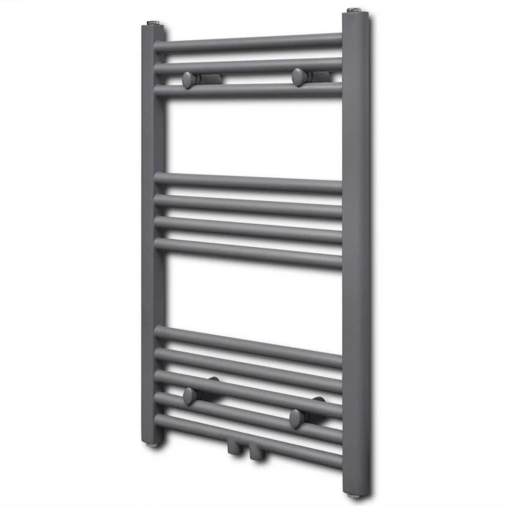 Grey Bathroom Central Heating Towel Rail Radiator Straight 500x764mm - Sid & Sam