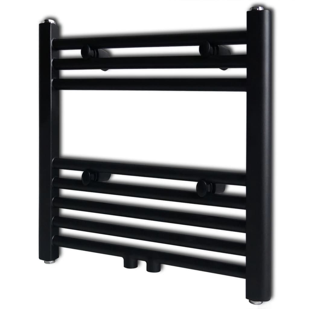 Black Bathroom Central Heating Towel Rail Radiator Straight 480x480mm - Decor Base