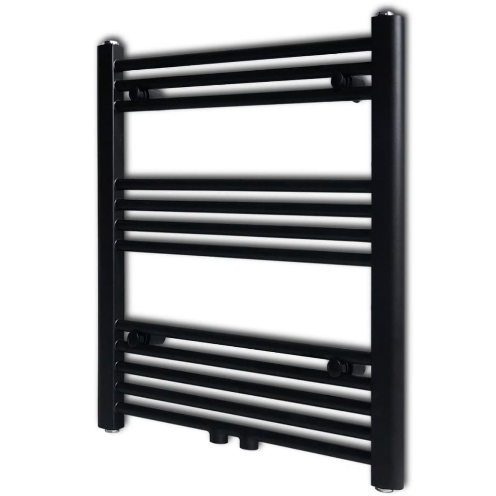Bathroom Heating Towel Rail Radiator Straight 600x764 mm Black - Decor Base
