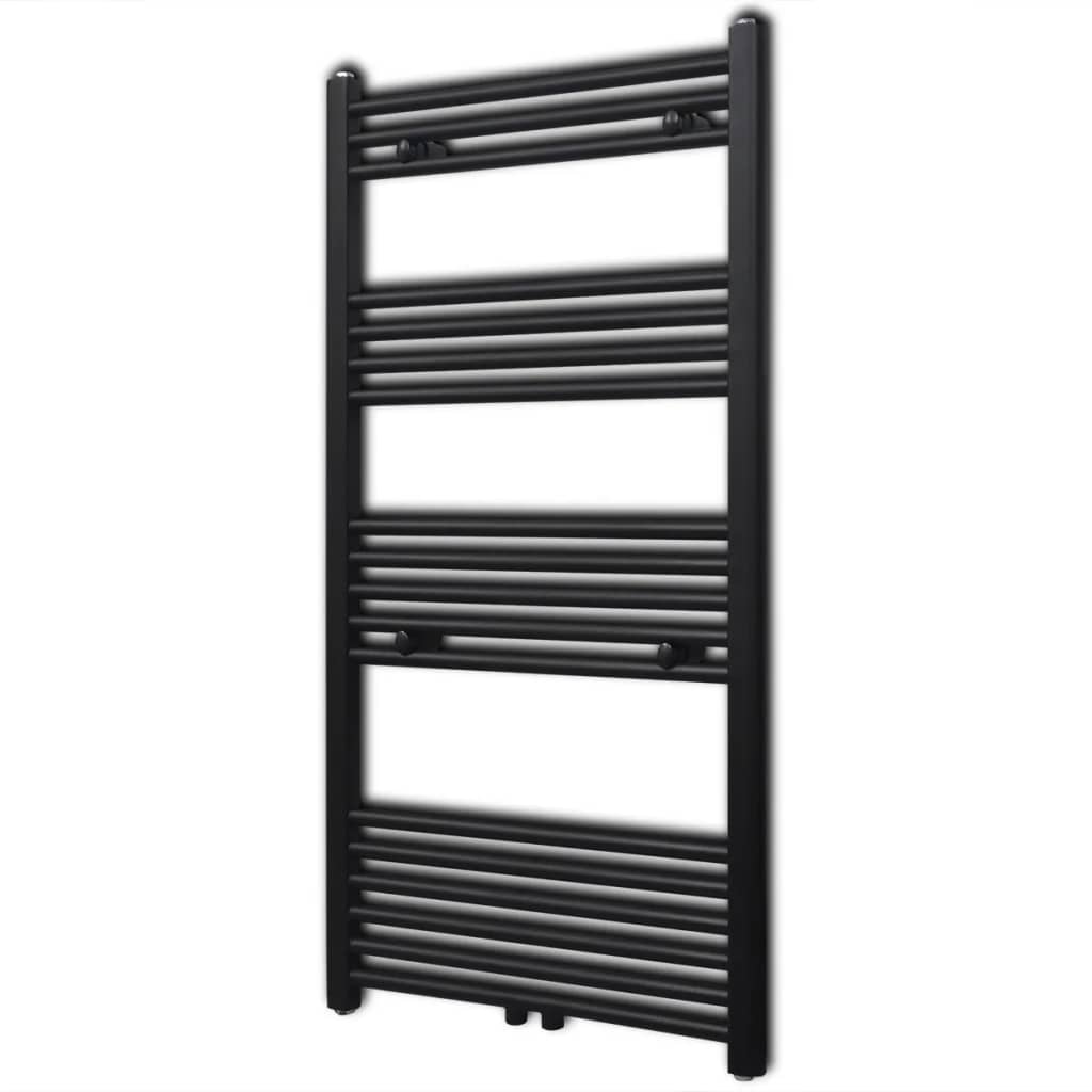 Black Bathroom Central Heating Towel Rail Radiator Straight 600x1160mm - Discount Dealers