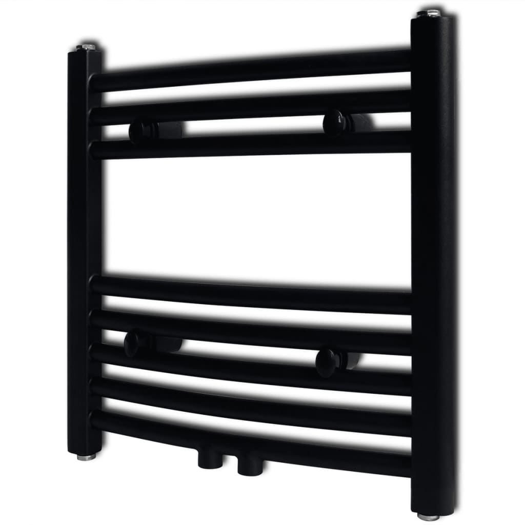 Black Bathroom Central Heating Towel Rail Radiator Curve 480x480mm - Decor Base
