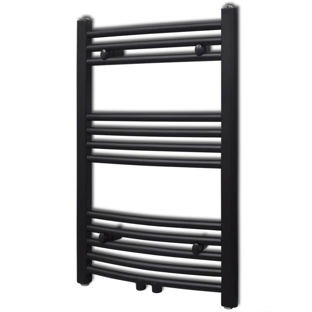 Bathroom Heating Towel Rail Radiator Curve 500x764 mm Black - Unbeatable Bargains