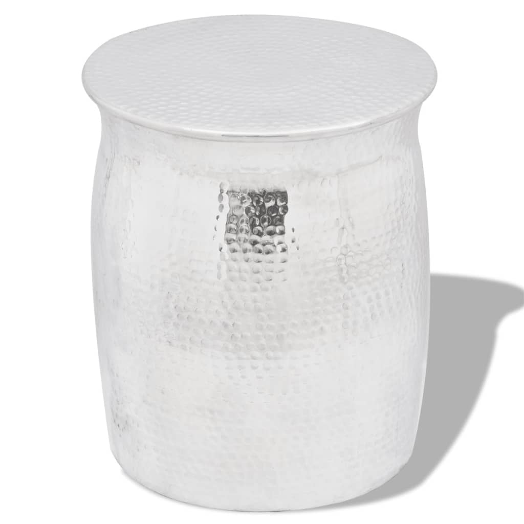 Hammered Aluminium Stool/Side Table Silver - Tyrell & Tyrell