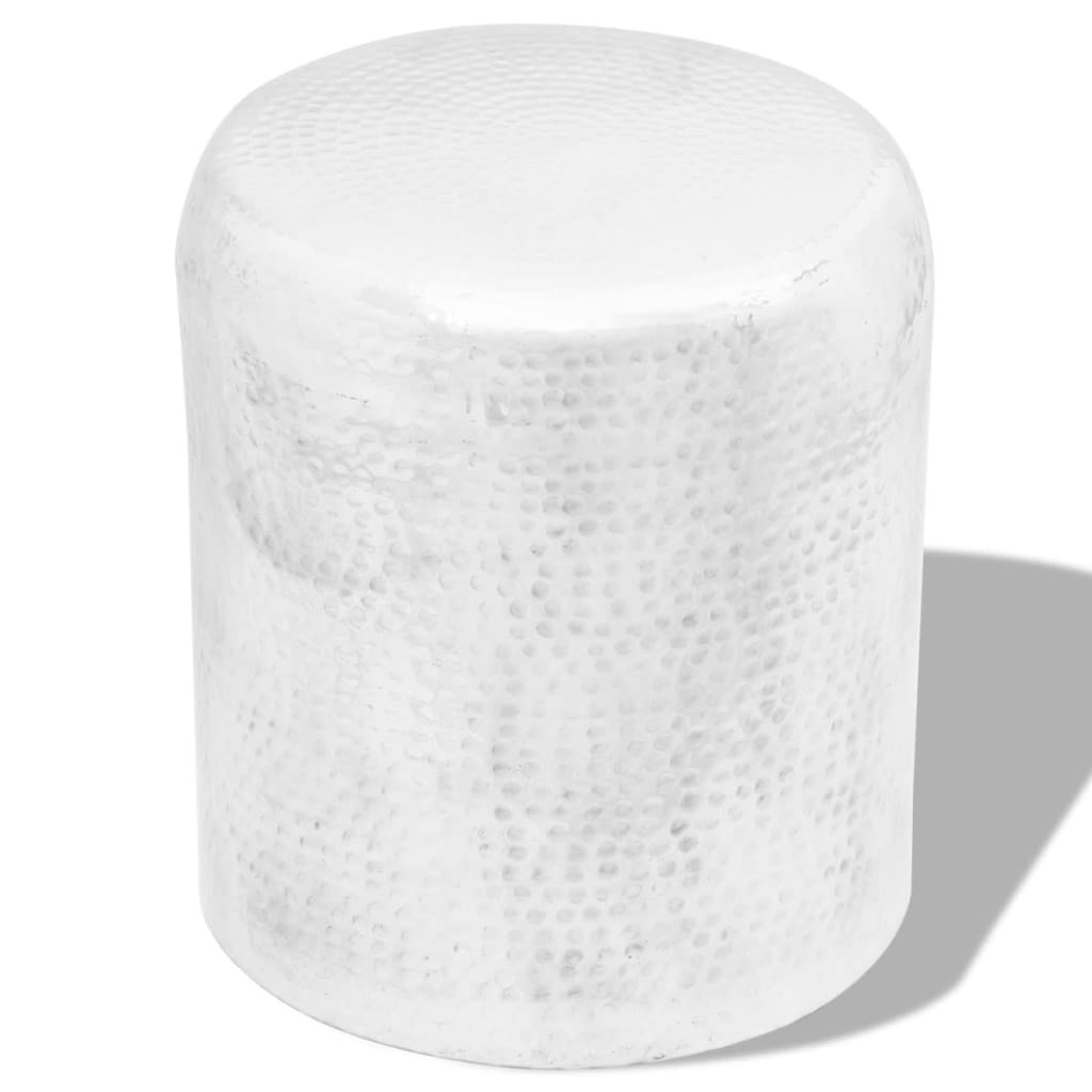 Hammered Aluminium Stool/Side Table Silver - Brittle & Co