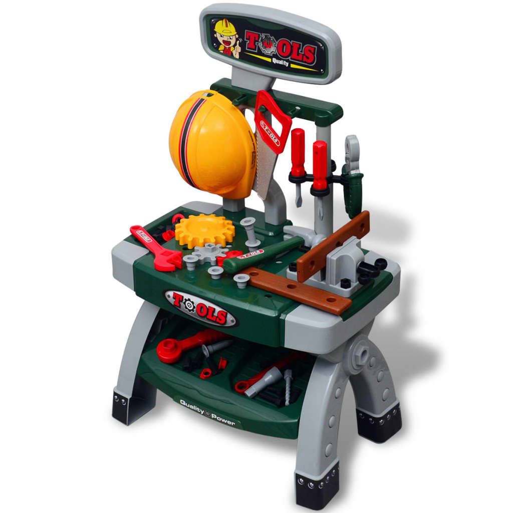 Kids'/Children's Playroom Toy Workbench with Tools Green + Grey - Sid & Sam