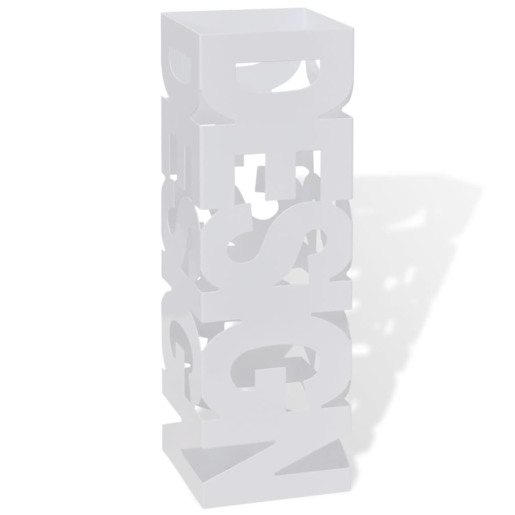 White Square Umbrella Stand Storage Holder Walking Stick Steel 48.5 cm - Style and Chic