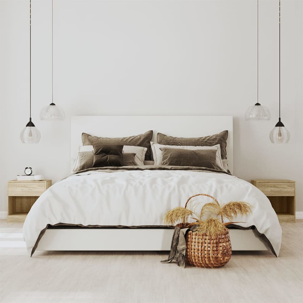 Bedside Table - Muriel 2 Piece Nightstand Oak 36.5cm - The Home Maker