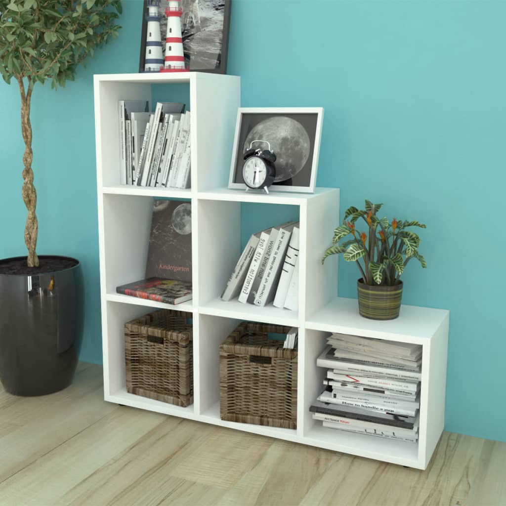 Staircase Bookcase/Display Shelf 107 cm White - Decor Base