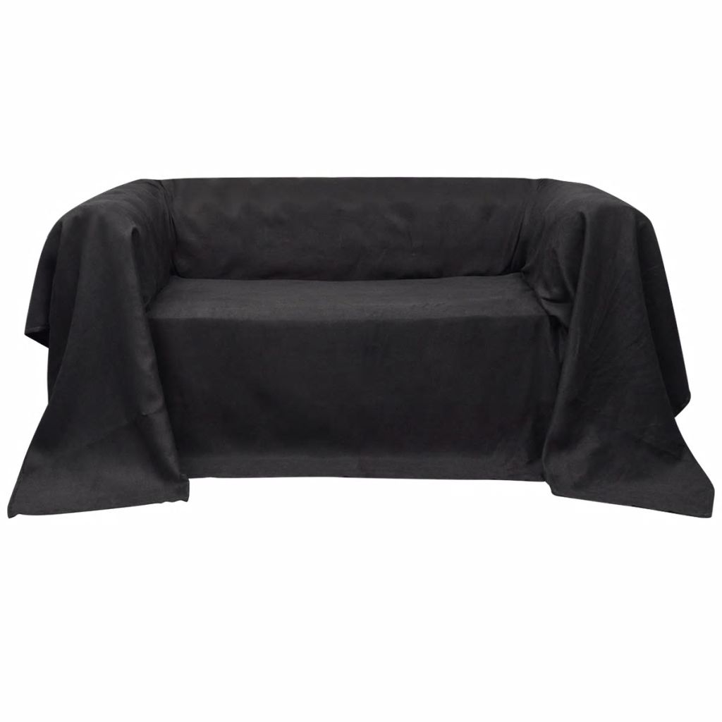 Micro-suede Couch Slipcover Anthracite 210 x 280 cm - The Home Maker