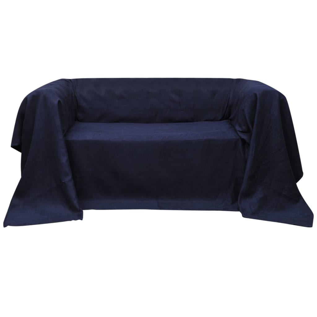 Micro-suede Couch Slipcover Navy Blue 270 x 350 cm - Brittle & Co