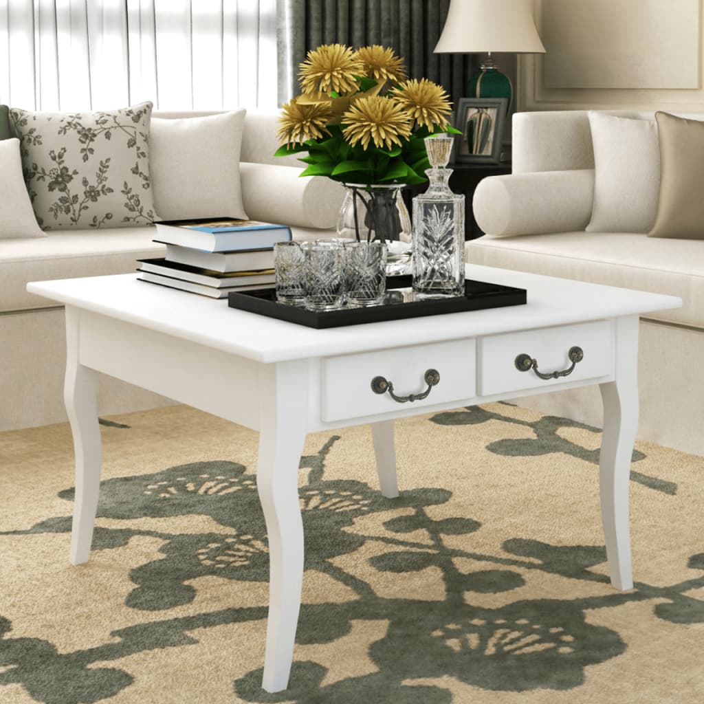 Coffee Table with 4 Drawers White - Tyrell & Tyrell