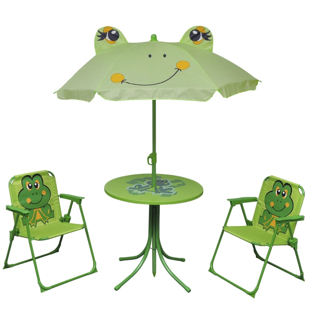 3 Piece Kids' Garden Bistro Set with Parasol Green - Unbeatable Bargains