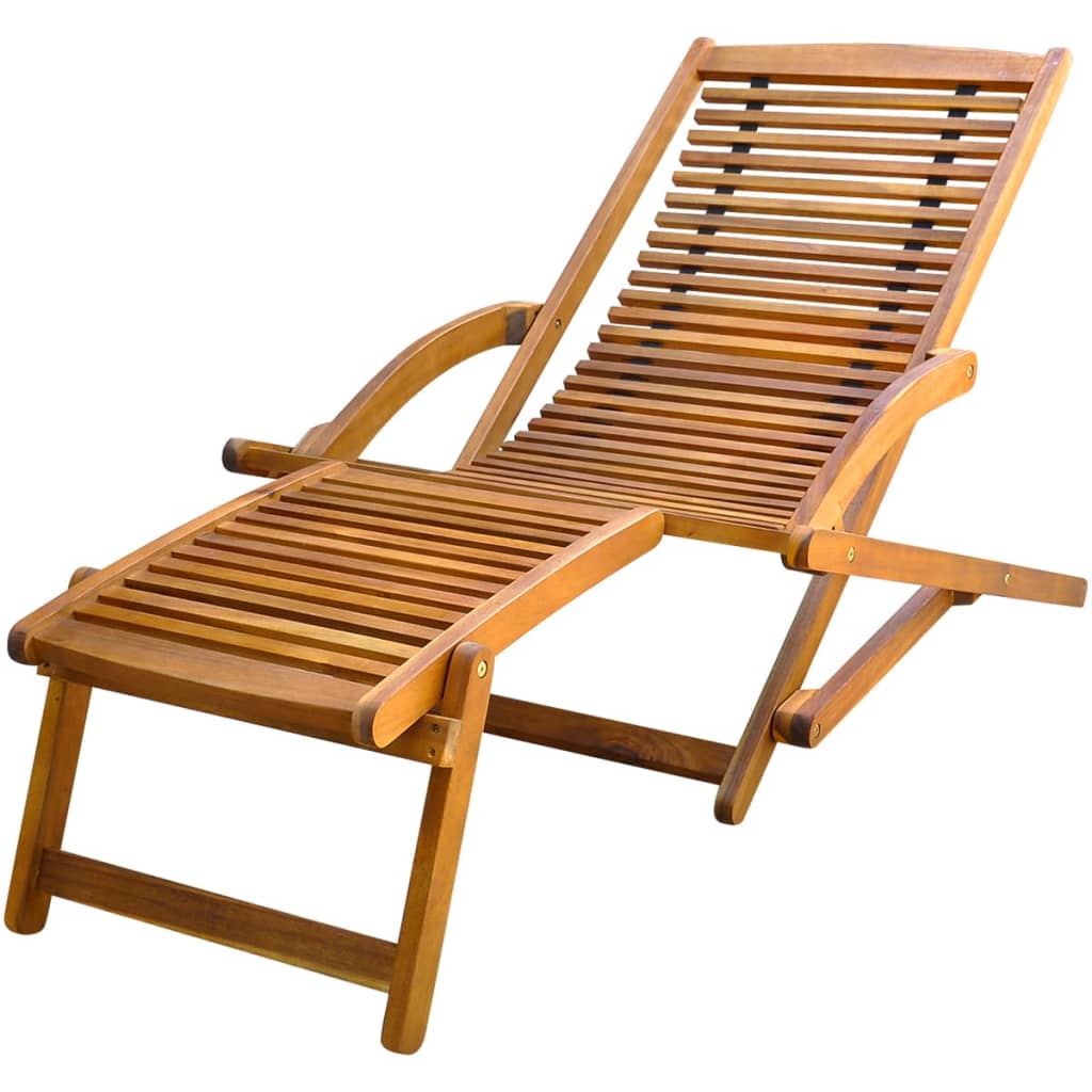 Deck Chair with Footrest Solid Acacia Wood - All Things Good