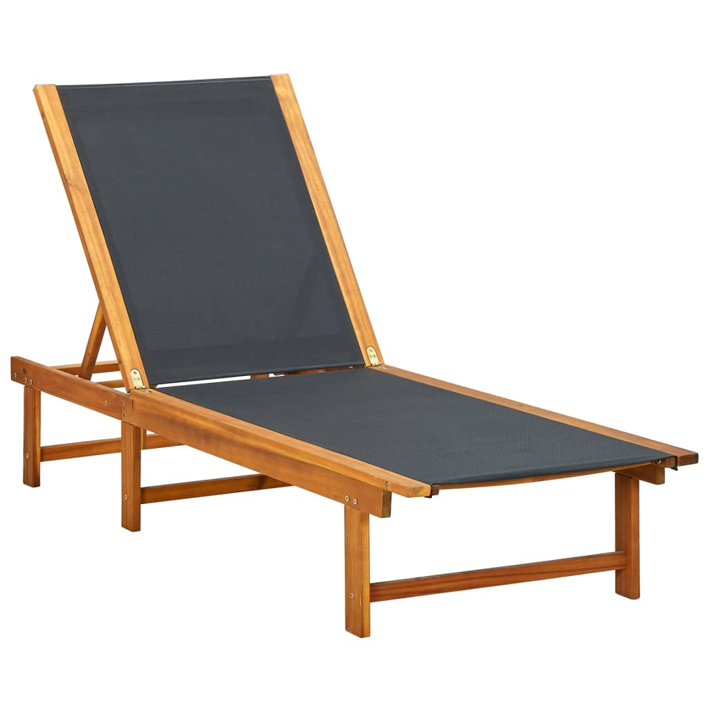 Sun Lounger Solid Acacia Wood and Textilene - Merkel Designers