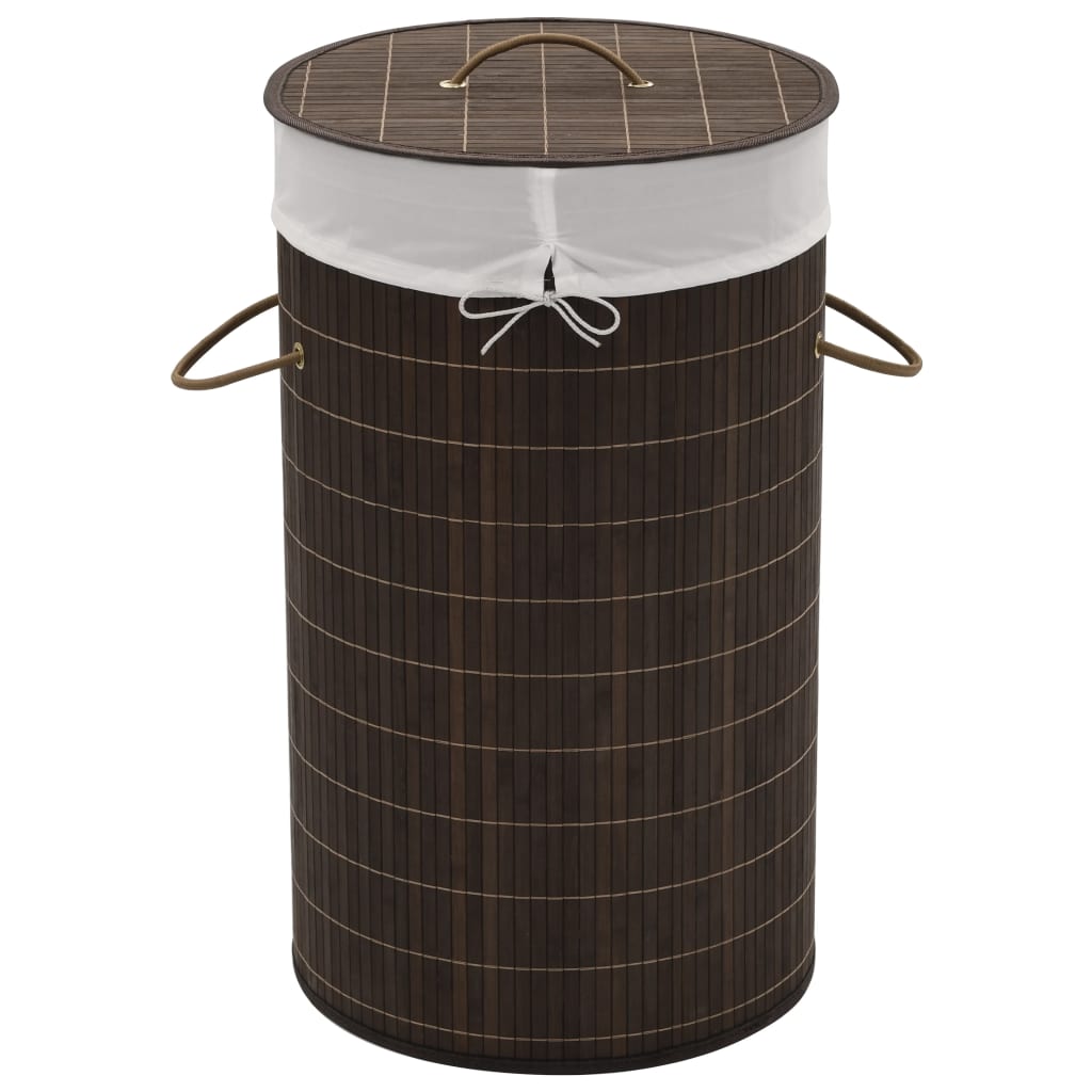 Bamboo Laundry Bin Round Dark Brown - Tyrell & Tyrell