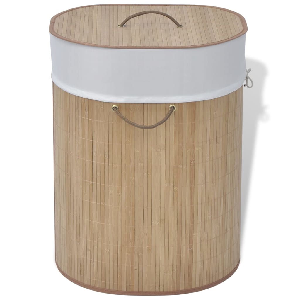 Bamboo Laundry Bin Oval Natural - Merlin Deals